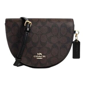 Coach Ellen Crossbody Signature Canvas Brown Black Leather